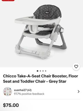 Chicco Grey Star Take-A-Seat Booster & Toddler Floor Chair